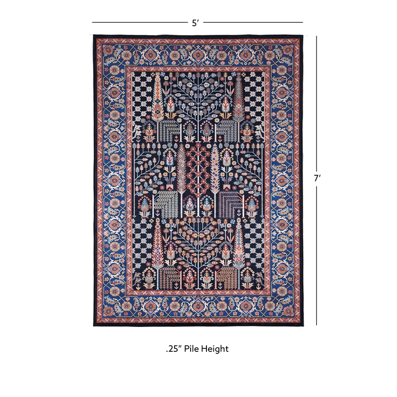 Linon Eclipse Tenley Woven Polyester 5'x 7' Rug in Navy Blue