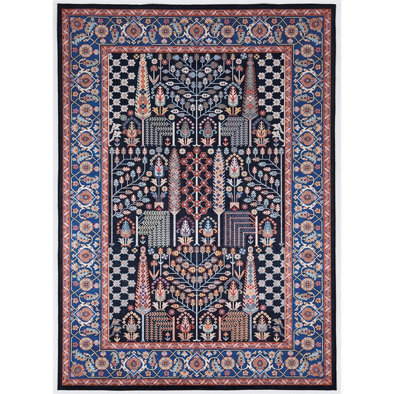 Linon Eclipse Tenley Woven Polyester 5'x 7' Rug in Navy Blue