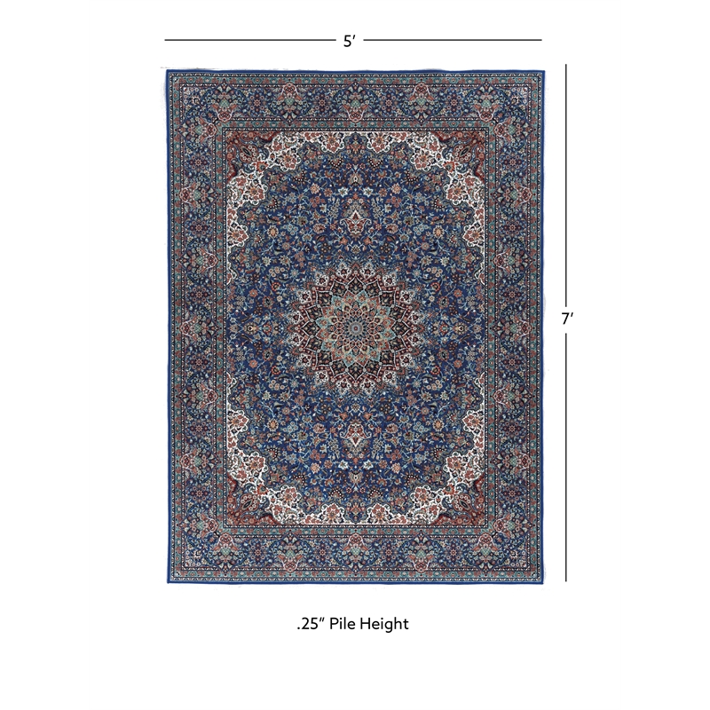 Linon Eclipse Klein Woven Polyester 5'x 7' Rug in Blue