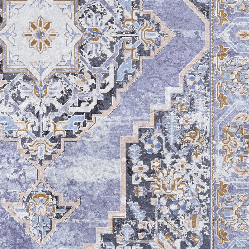 Linon Eclipse Tyler Woven Polyester 5'x 7' Rug in Lavender Purple