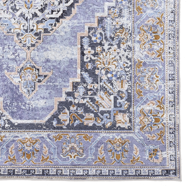 Linon Eclipse Tyler Woven Polyester 5'x 7' Rug in Lavender Purple