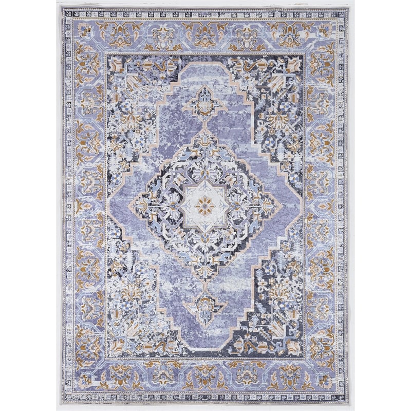 Linon Eclipse Tyler Woven Polyester 5'x 7' Rug in Lavender Purple