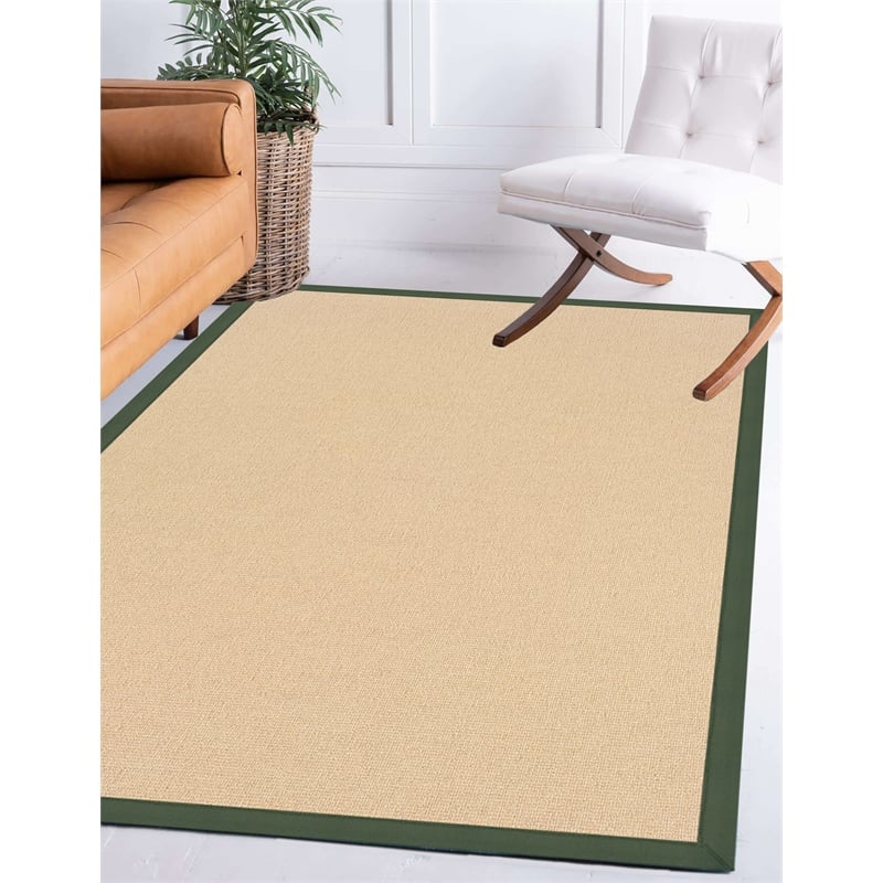 Linon Empire Machine Tufted Wool 5'x8' Rug in Natural and Green