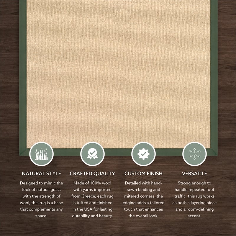 Linon Empire Machine Tufted Wool 5'x8' Rug in Natural and Green