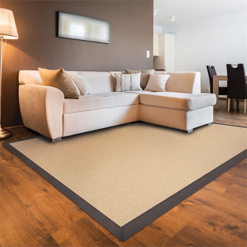 Linon Empire Machine Tufted Wool 8'x11' Rug in Natural and Slate