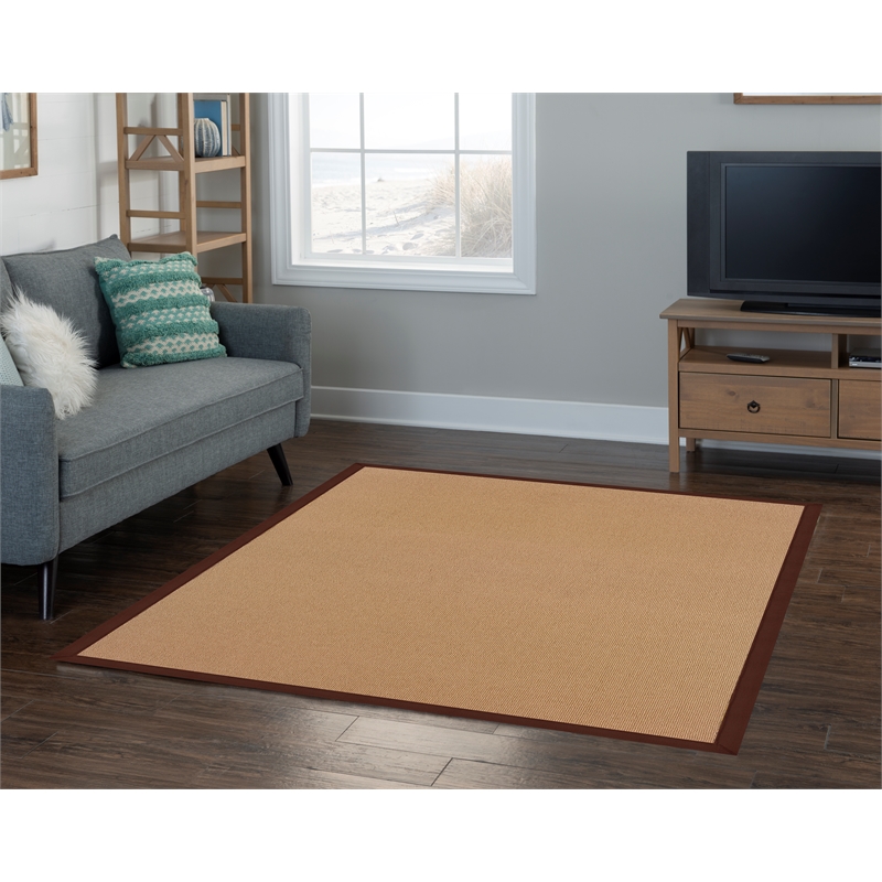 Linon Empire Machine Tufted Wool 5'x8' Rug in Cork Brown and Brown
