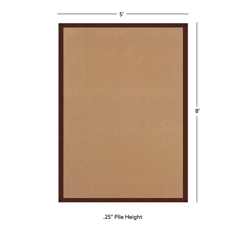 Linon Empire Machine Tufted Wool 5'x8' Rug in Cork Brown and Brown