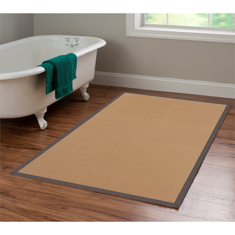 Linon Empire Machine Tufted Wool 4'x6' Rug in Cork Brown and Slate