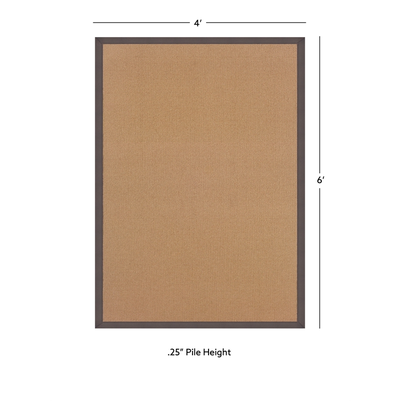 Linon Empire Machine Tufted Wool 4'x6' Rug in Cork Brown and Slate