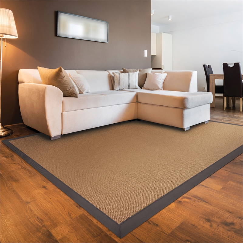 Linon Empire Machine Tufted Wool 8'x11' Rug in Cork Brown and Slate