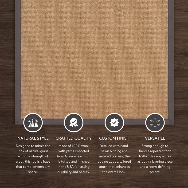 Linon Empire Machine Tufted Wool 8'x11' Rug in Cork Brown and Slate
