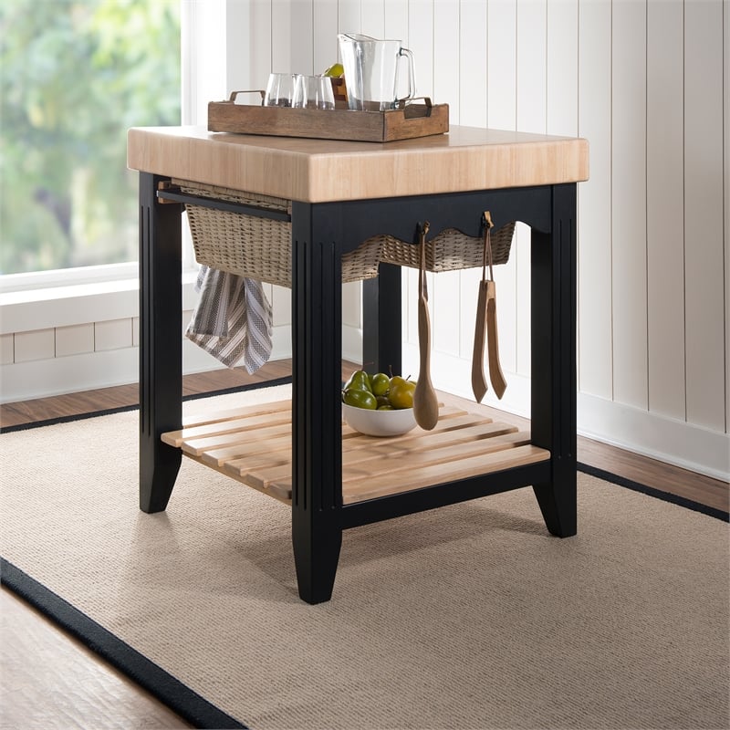 Linon Empire Machine Tufted Wool 5'x8' Rug in Natural and Black