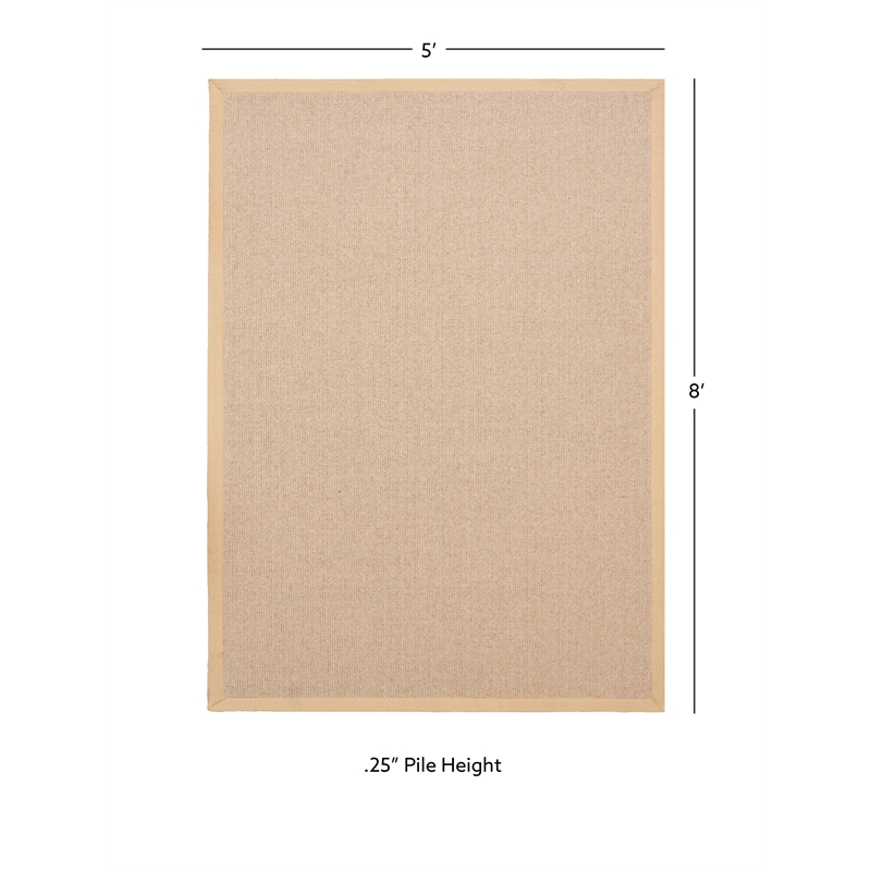 Linon Empire Machine Tufted Wool 5'x8' Rug in Natural and Beige