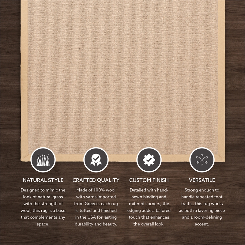 Linon Empire Machine Tufted Wool 5'x8' Rug in Natural and Beige