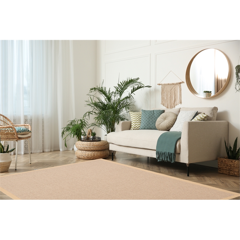 Linon Empire Machine Tufted Wool 8'x11' Rug in Natural and Beige