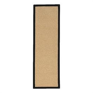 Linon Empire Machine Tufted Wool 2'6&quotx8' Rug in Sisal and Black Leather