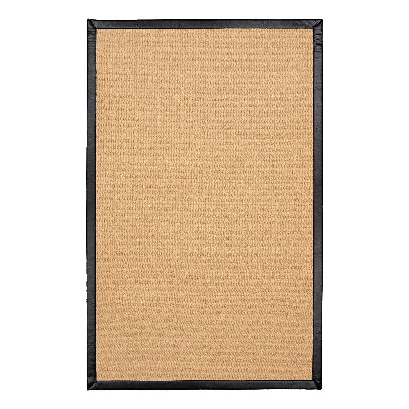 Linon Empire Machine Tufted Wool 8'x11' Rug in Sisal and Black Leather