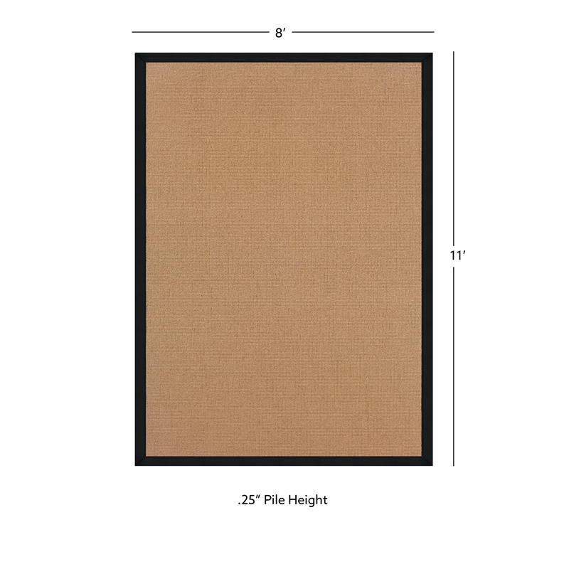 Linon Empire Machine Tufted Wool 8'x11' Rug in Cork Brown and Black