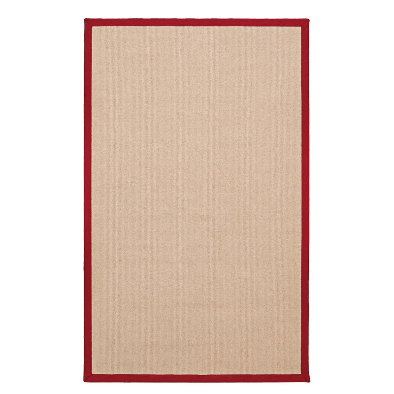 Linon Empire Machine Tufted Wool 4'x6' Rug in Natural and Red