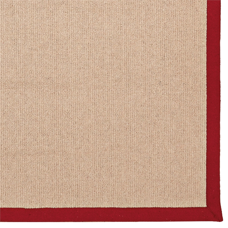 Linon Empire Machine Tufted Wool 4'x6' Rug in Natural and Red