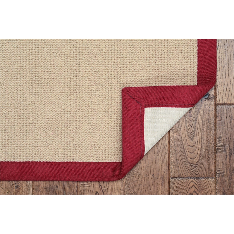 Linon Empire Machine Tufted Wool 4'x6' Rug in Natural and Red