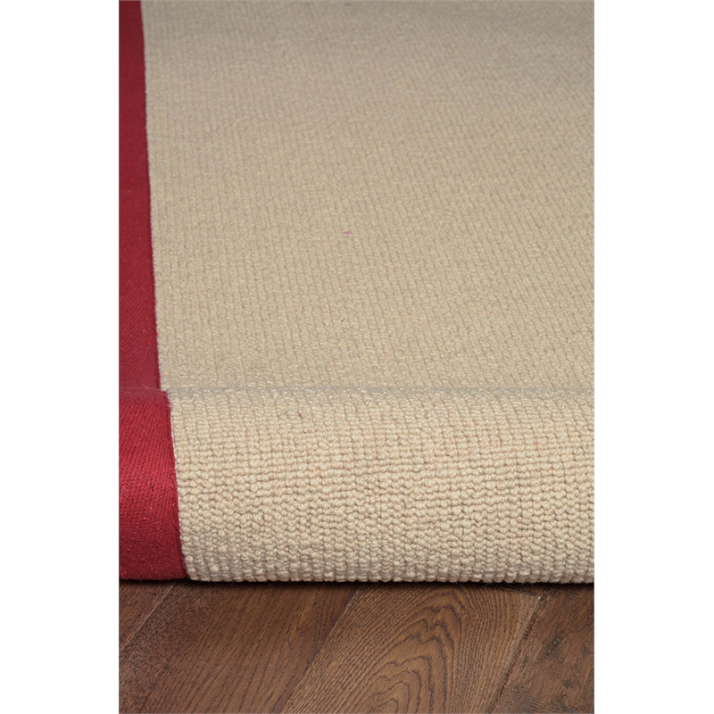 Linon Empire Machine Tufted Wool 4'x6' Rug in Natural and Red