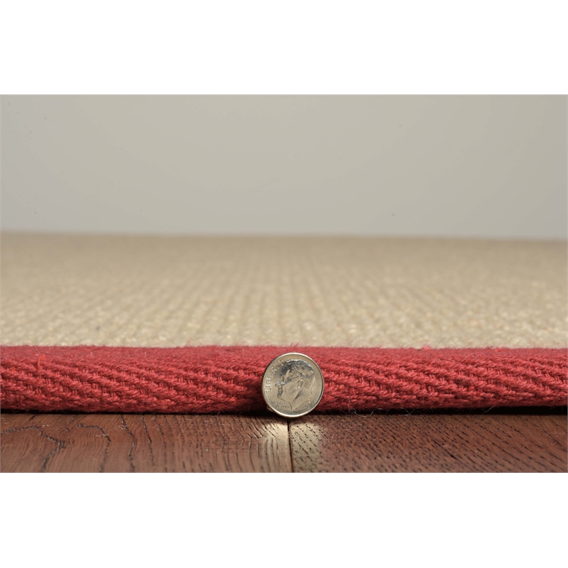 Linon Empire Machine Tufted Wool 4'x6' Rug in Natural and Red