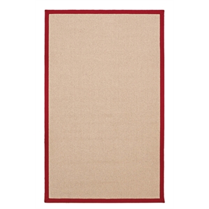Linon Empire Machine Tufted Wool 5'x8' Rug in Natural and Red