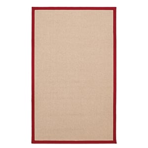 Linon Empire Machine Tufted Wool 8'x11' Rug in Natural and Red