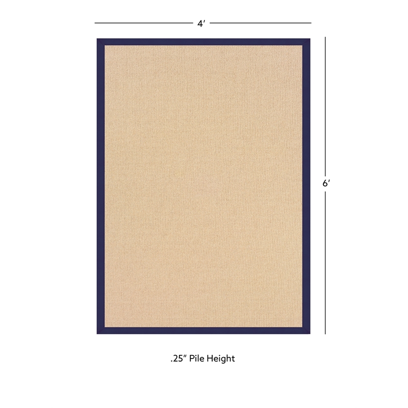 Linon Empire Machine Tufted Wool 4'x6' Rug in Natural and Blue