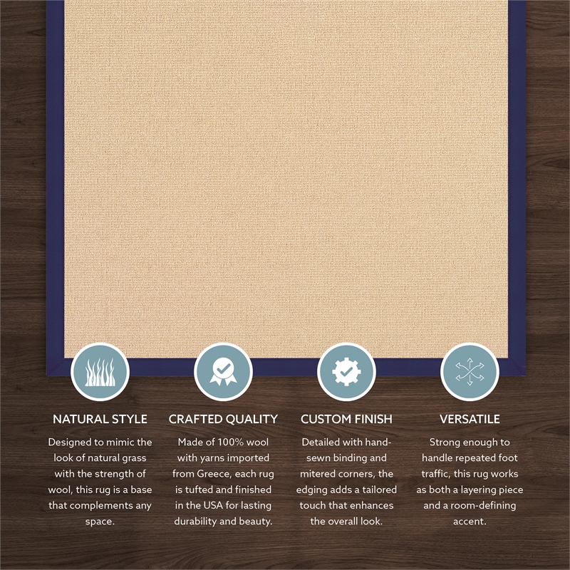 Linon Empire Machine Tufted Wool 4'x6' Rug in Natural and Blue