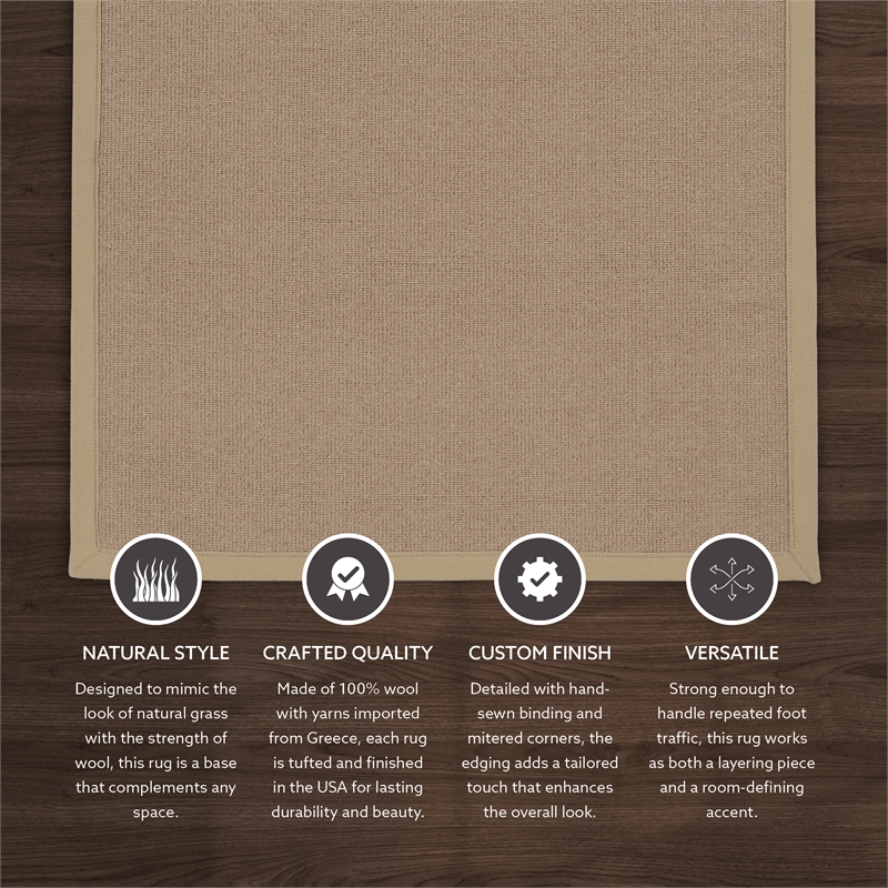 Linon Empire Machine Tufted Wool 8'x11' Rug in Cork Brown and Beige