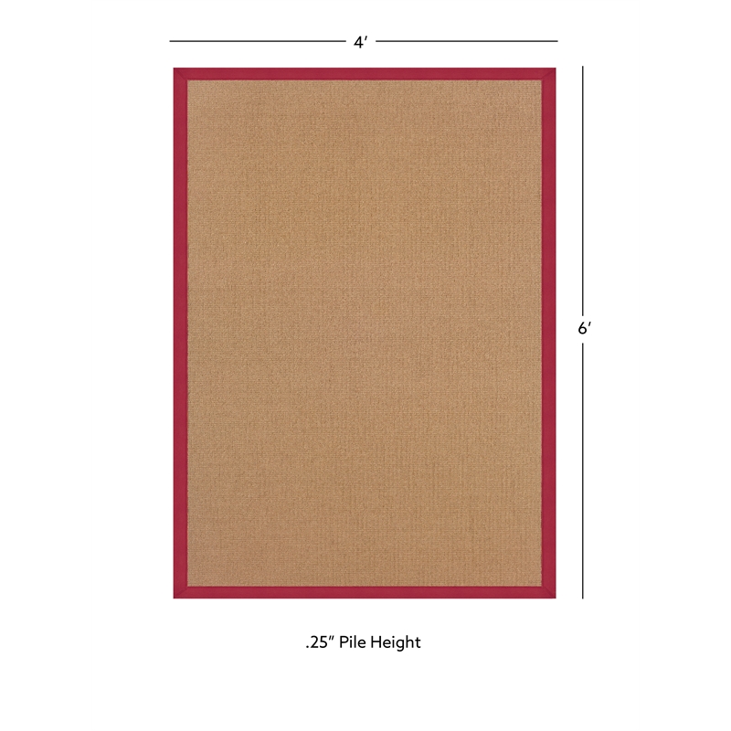 Linon Empire Machine Tufted Wool 4'x6' Rug in Cork Brown and Red