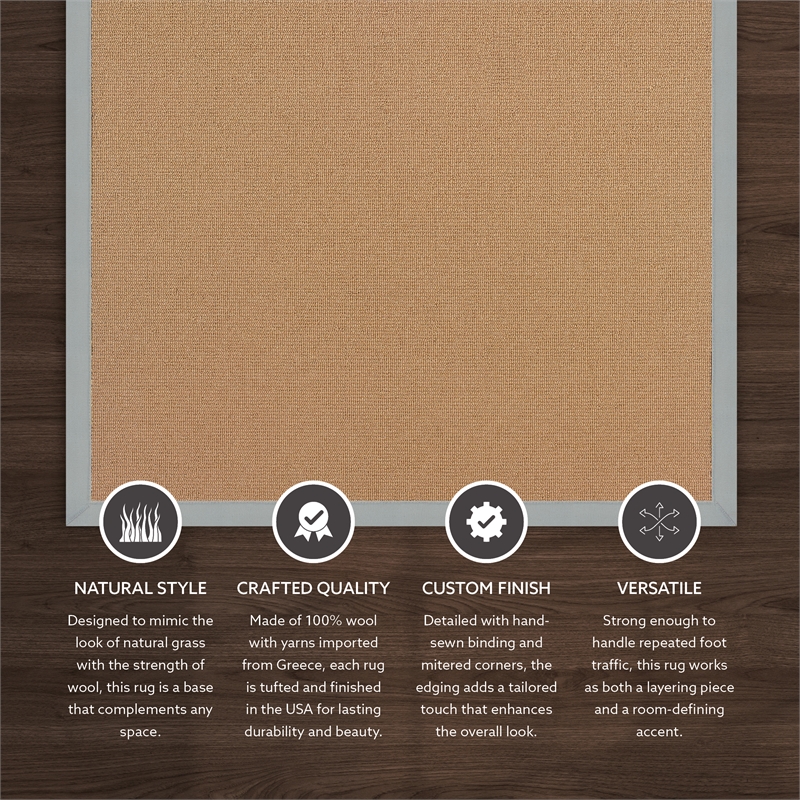 Linon Empire Machine Tufted Wool 4'x6' Rug in Cork Brown and Ice Blue