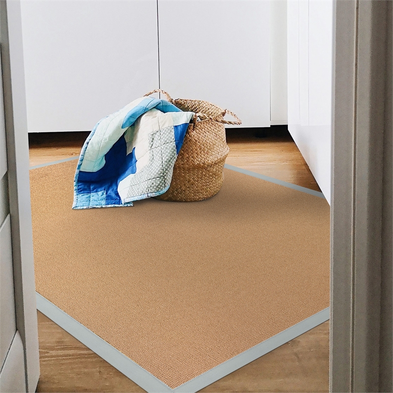 Linon Empire Machine Tufted Wool 4'x6' Rug in Cork Brown and Ice Blue