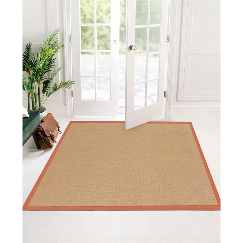 Linon Empire Machine Tufted Wool 5'x8' Rug in Cork Brown and Burnt Orange