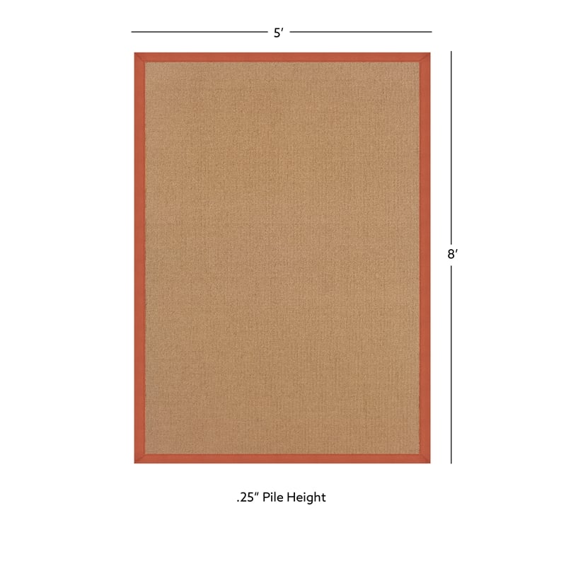 Linon Empire Machine Tufted Wool 5'x8' Rug in Cork Brown and Burnt Orange