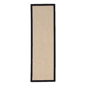 Linon Empire Machine Tufted Wool 2'6&quotx8' Rug in Natural and Black Leather