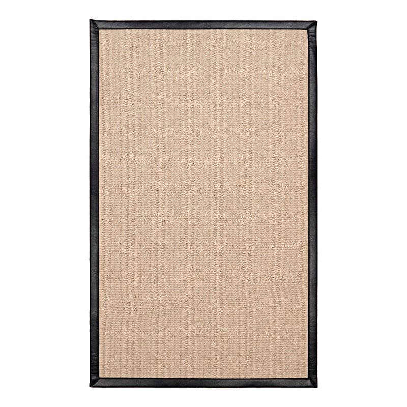 Linon Empire Machine Tufted Wool 4'x6' Rug in Natural and Black Leather