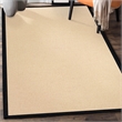Linon Empire Machine Tufted Wool 5'x8' Rug in Natural and Black Leather