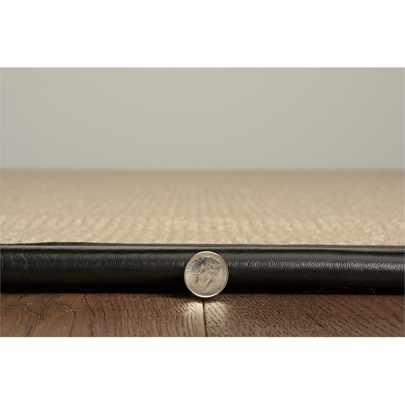 Linon Empire Machine Tufted Wool 5'x8' Rug in Natural and Black Leather