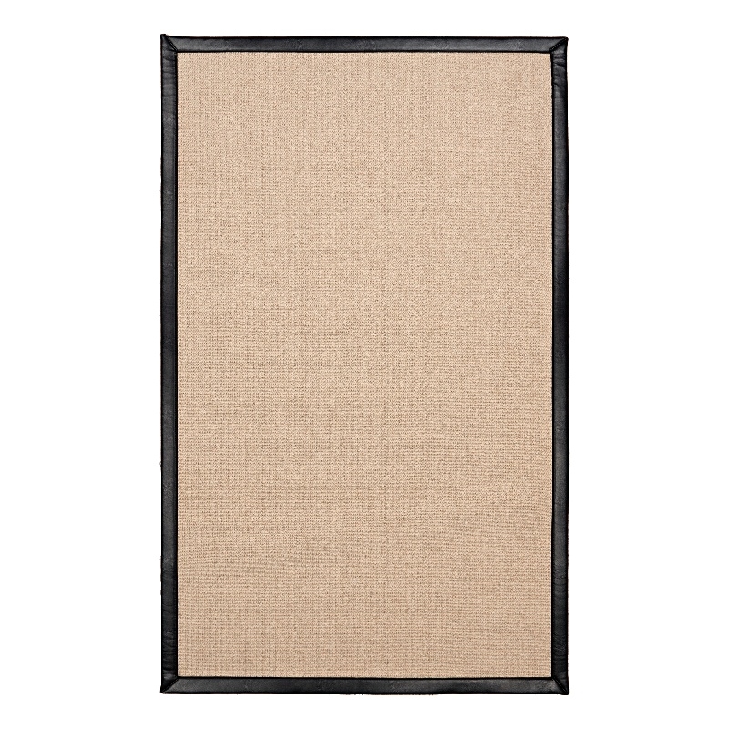 Linon Empire Machine Tufted Wool 5'x8' Rug in Natural and Black Leather