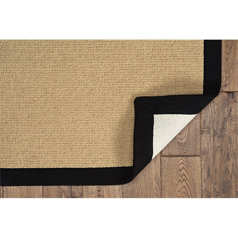 Linon Empire Machine Tufted Wool 8'x11' Rug in Sisal and Black
