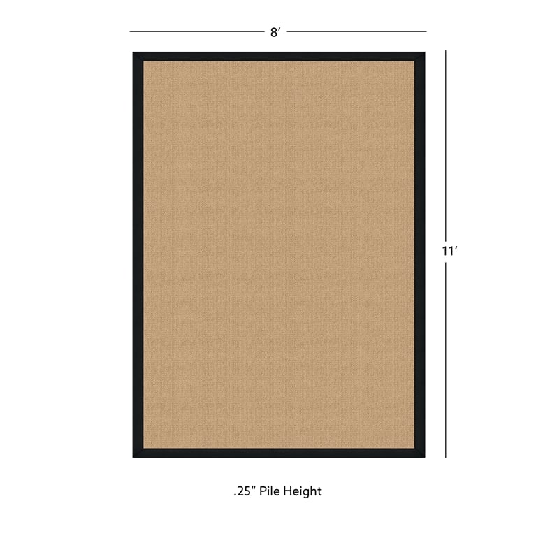 Linon Empire Machine Tufted Wool 8'x11' Rug in Sisal and Black