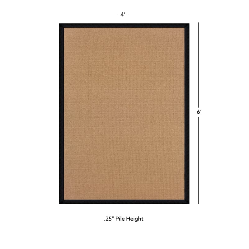 Linon Empire Machine Tufted Wool 4'x6' Rug in Cork Brown and Black Leather