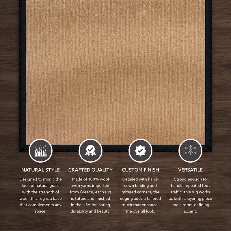 Linon Empire Machine Tufted Wool 4'x6' Rug in Cork Brown and Black Leather