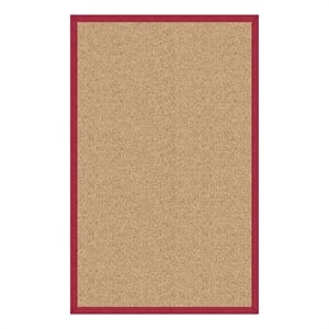Linon Empire Machine Tufted Wool 5'x8' Rug in Sisal and Red