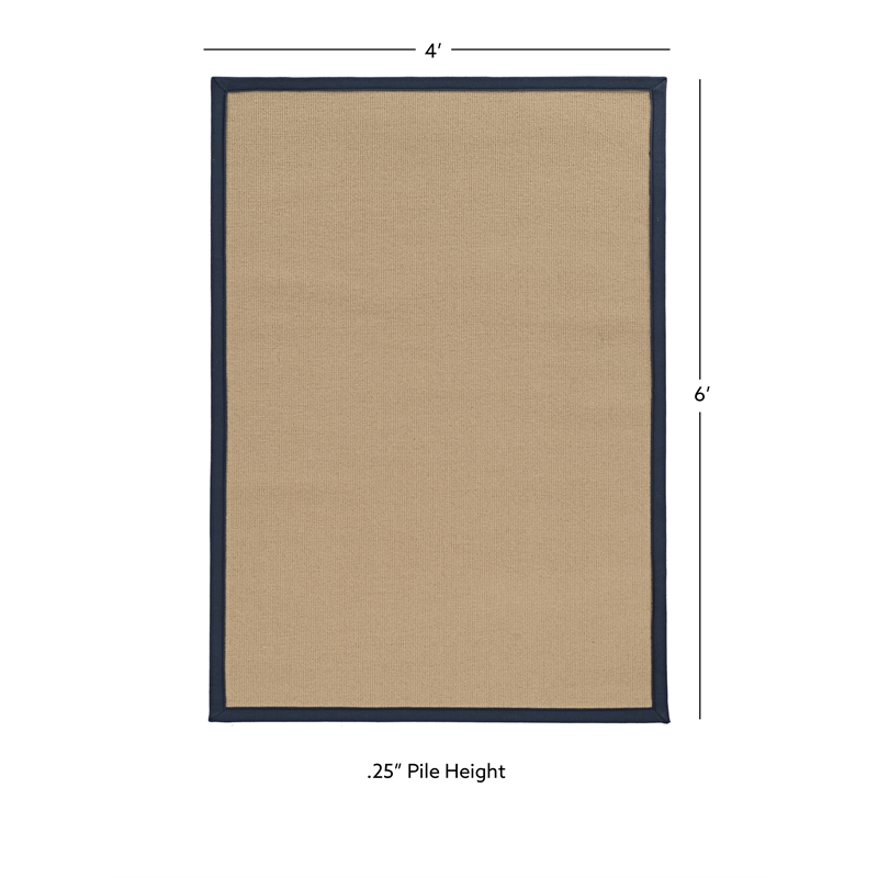 Linon Empire Machine Tufted Wool 4'x6' Rug in Sisal and Blue