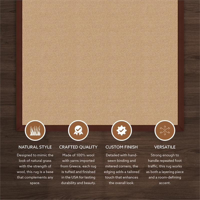 Linon Empire Machine Tufted Wool 4'x6' Rug in Sisal and Brown