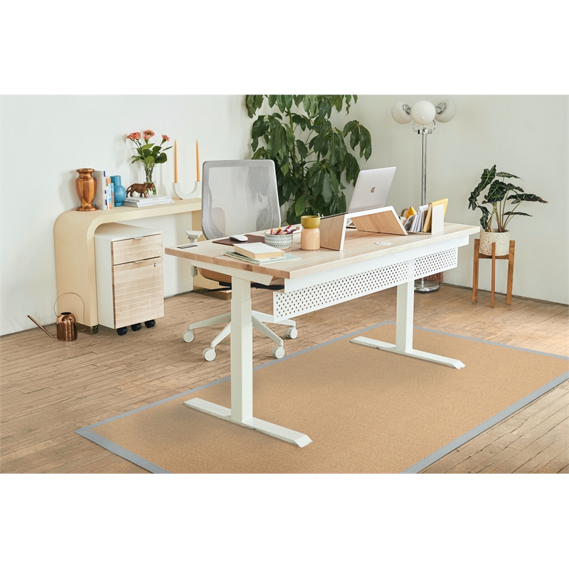 Linon Empire Machine Tufted Wool 4'x6' Rug in Sisal and Ice Blue